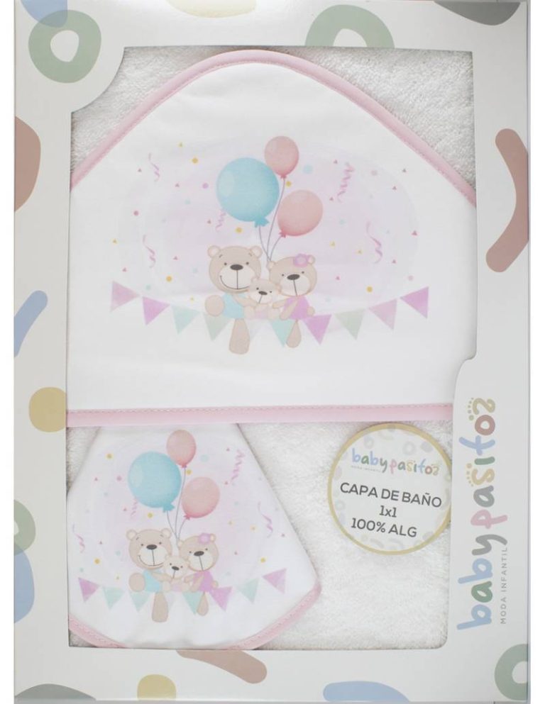 Set capa de baño + babero Ositos Baby Pasitos
