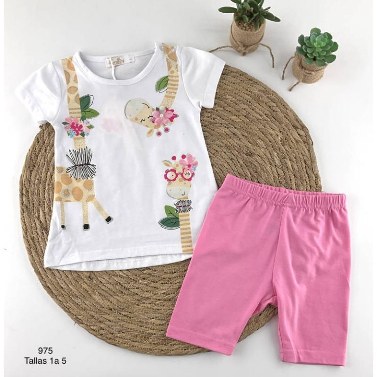 975-conjunto niña leggings corto jirafa rosa de Repanda Valery kids Moda Infantil Palencia