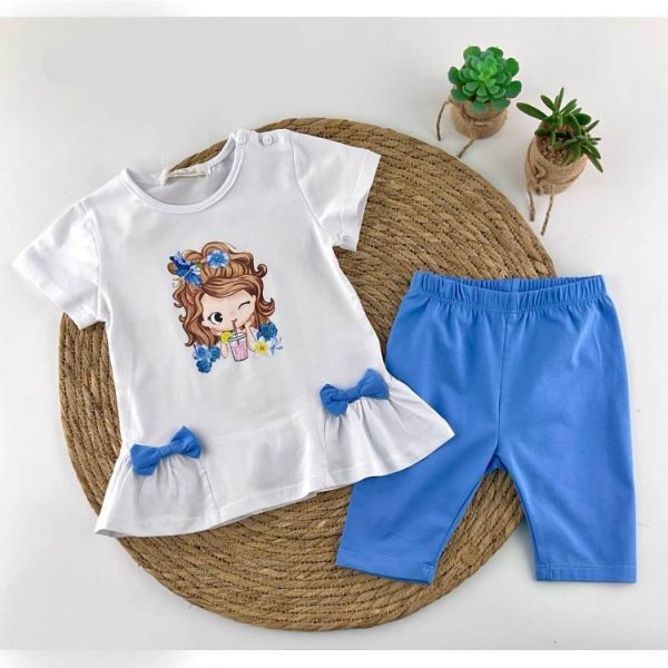 2573-Conjunto niña leggings corto camiseta muñeca lazos Repanda Valery Kids Moda Infantil Palencia