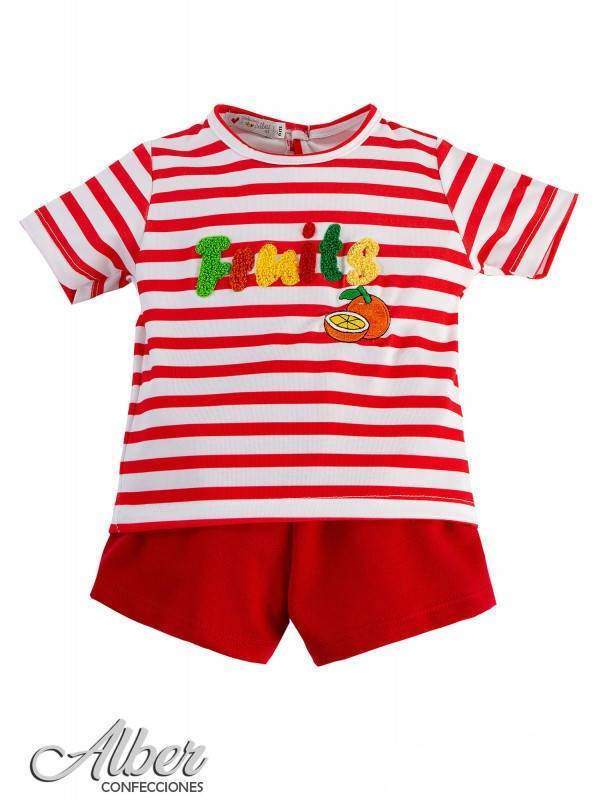 3369-conjunto bebe niño rayas rojas frutas Alber Confecciones ValeryKids Moda Infantil Palencia