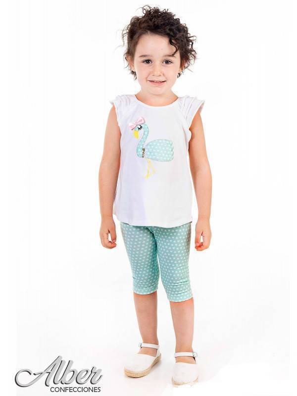 5320-Conjunto bebe niña-leggings corto-cisne-corazones-verde agua-Alber Confecciones-Valerykids-Moda Infantil-Moda Infantil Palencia