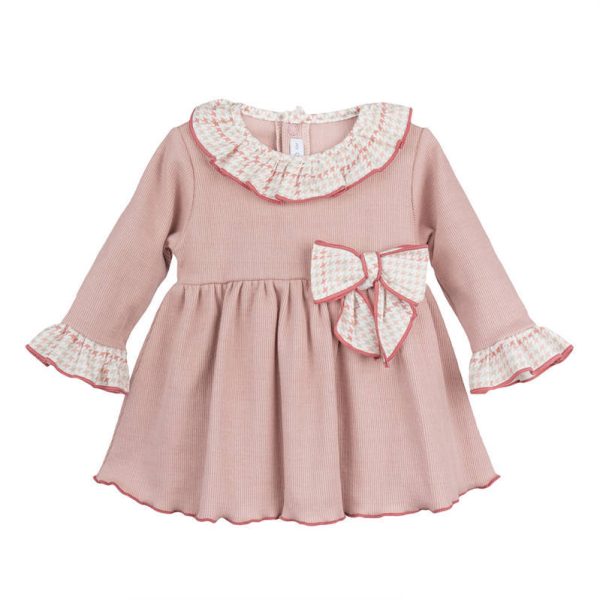 21285N-VESTIDO-GENIL-CALAMARO-ROSA-PATA DE GALLO-VALERYKIDS-MODA-INFANTIL-PALENCIA